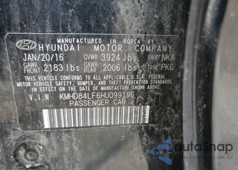 2017 Hyundai Elantra Se z USA, uszkodzony, nr VIN KMHD84LF6HU099196